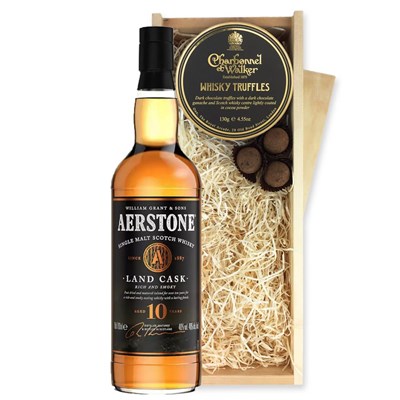 Aerstone Land Cask 10 Year Old Whisky 70cl And Whisky Charbonnel Truffles Chocolate Box